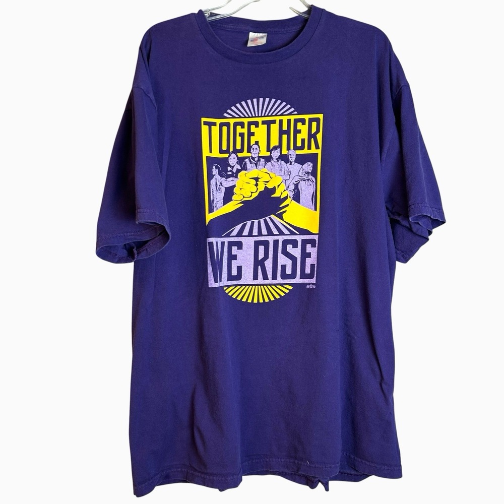 TOGETHER WE RISE Windjammer Men shirt SEIU casual purple size 3XL USA